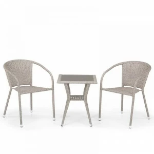 Кресла плетеные с кофейным столиком из искусственного ротанга латте Afina AFINA  00-3957587 Бежевый