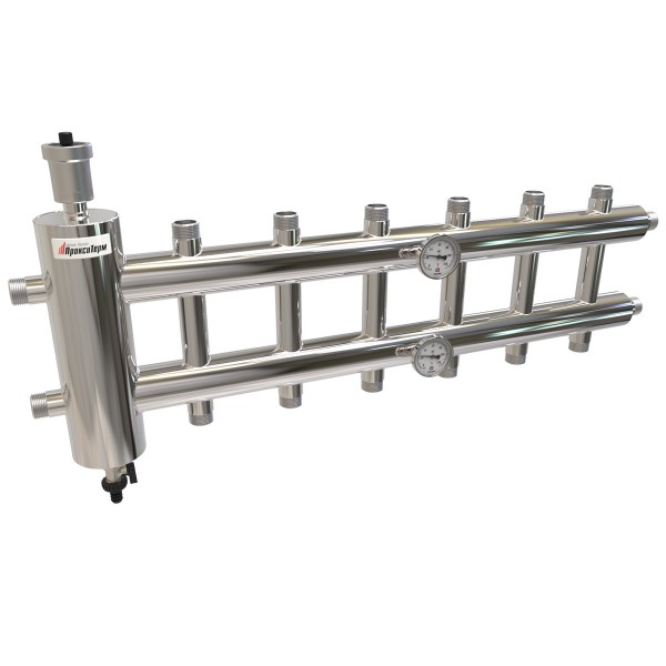 Купить Распределительный коллектор с гидрострелкой 120 кВт, 7 контуров Прокситерм GSK407 - Вид №1