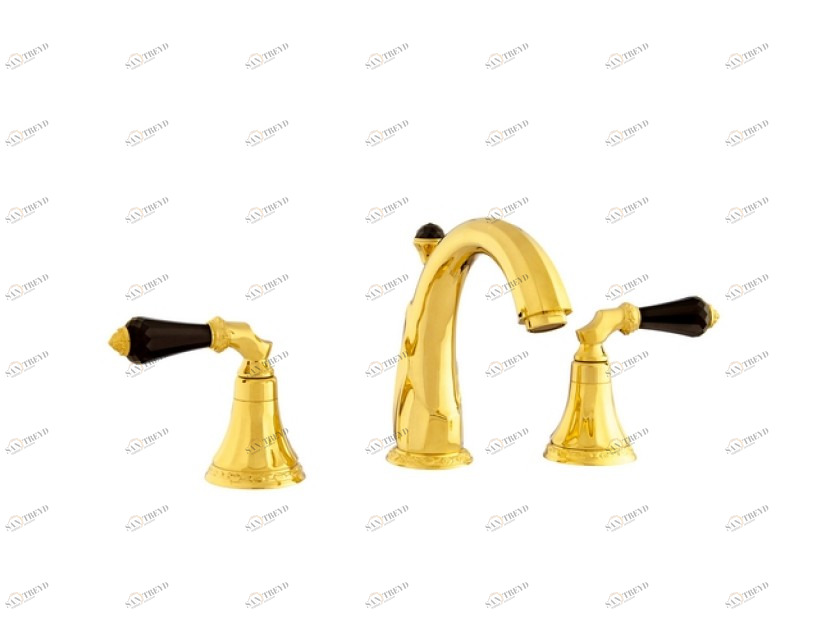 058601.FN0.50 Набор для ванны с пятью отверстиями и черными кристаллами swarovski Яркий хром Mestre Adriatica