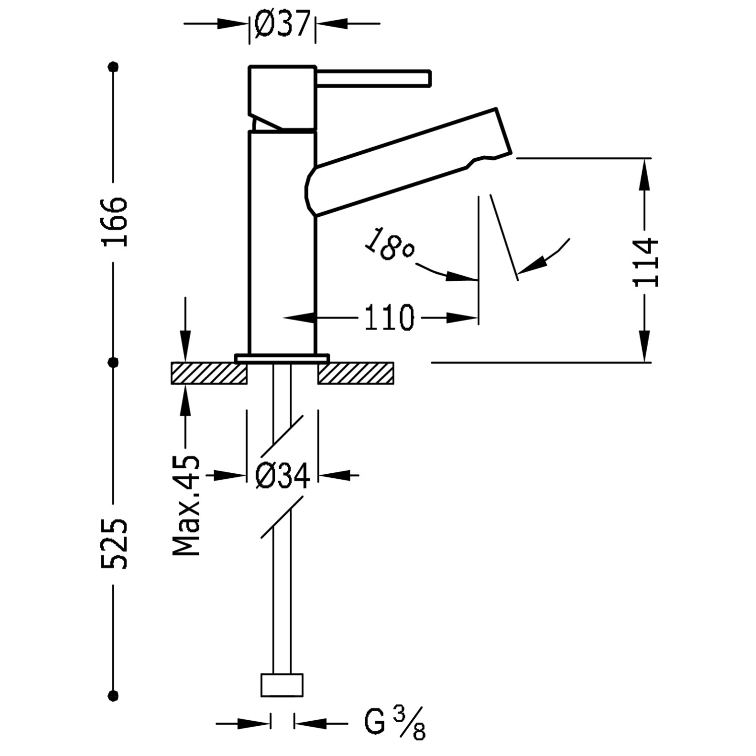 МАКСИМАЛЬНЫЙ смеситель для умывальника с одной ручкой-06210301 TRES  - Вид №1