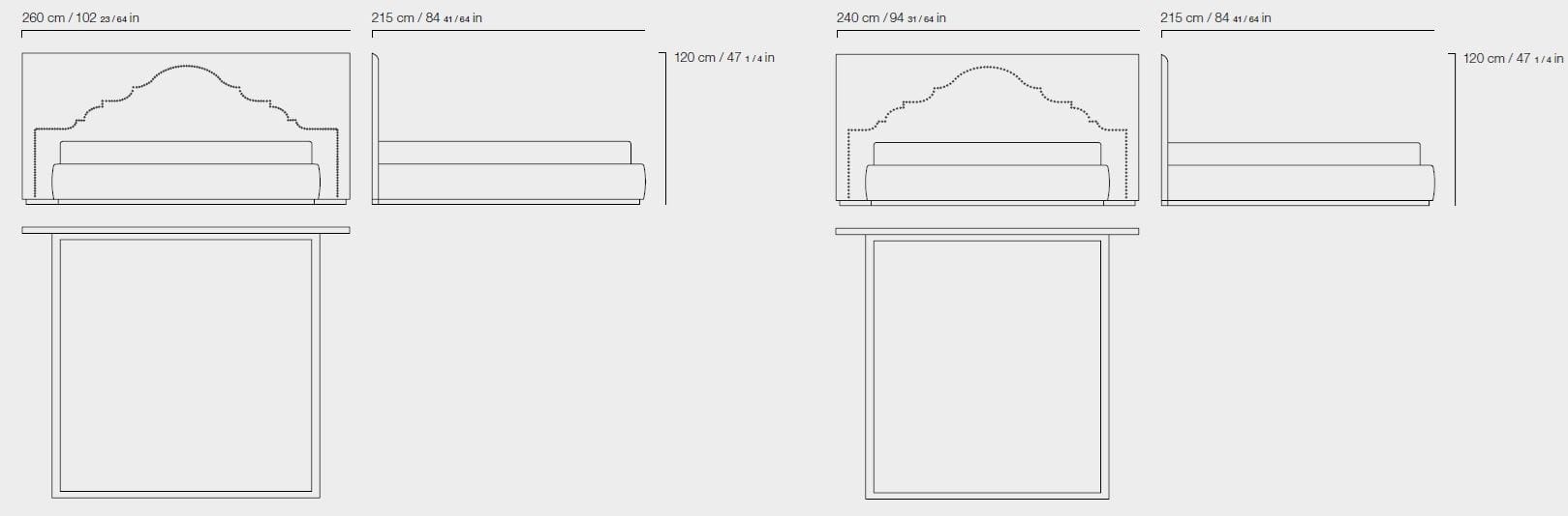 Двуспальная кровать из ткани с мягким изголовьем ETRO Home Interiors BOMBAY ARCH-00010141