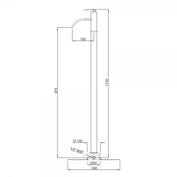 SIG-BCH-41027 Смеситель напольный однорычажный Artize Signac Черный хром  - Вид №1