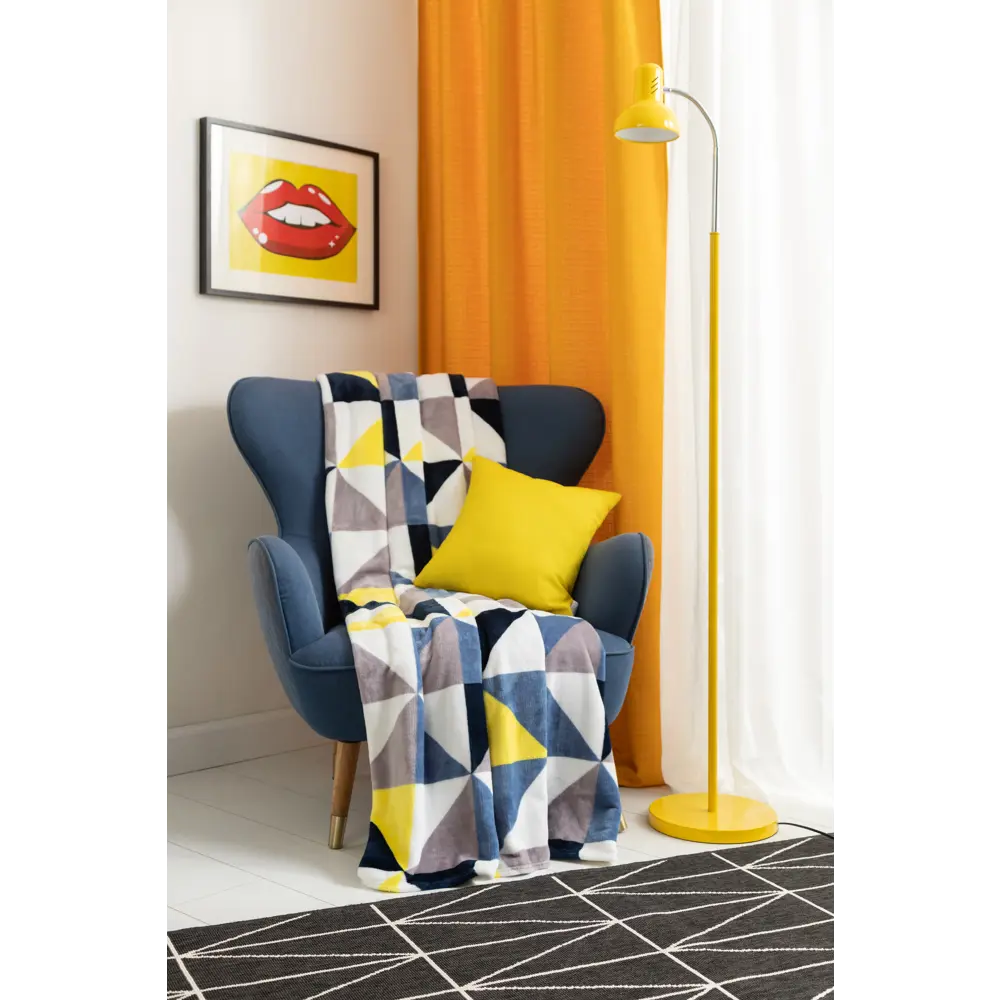 Плед «Пирамида» 200x220 см микрофибра цвет жёлтый, синий Santreyd STLM-2067726 - Вид №2