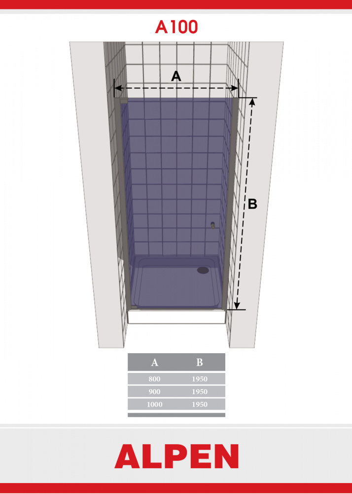Душевая дверь в нишу ALPEN A100-90 A100N-90 - Вид №1
