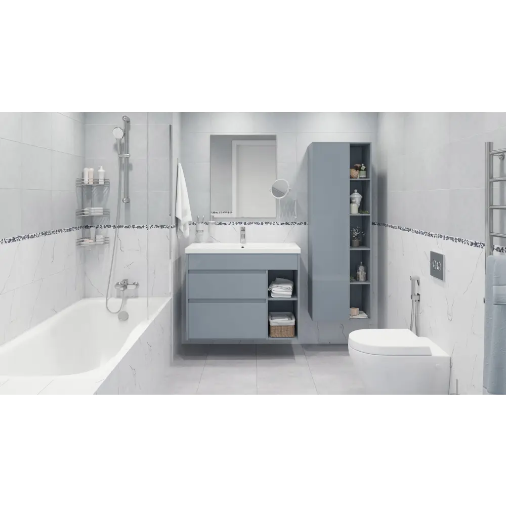 Плитка наcтенная «Дамаск 2С» глазурированная 27.5х40 см 1.65 м2 цвет серый Керамин STLM-2112000 - Вид №5