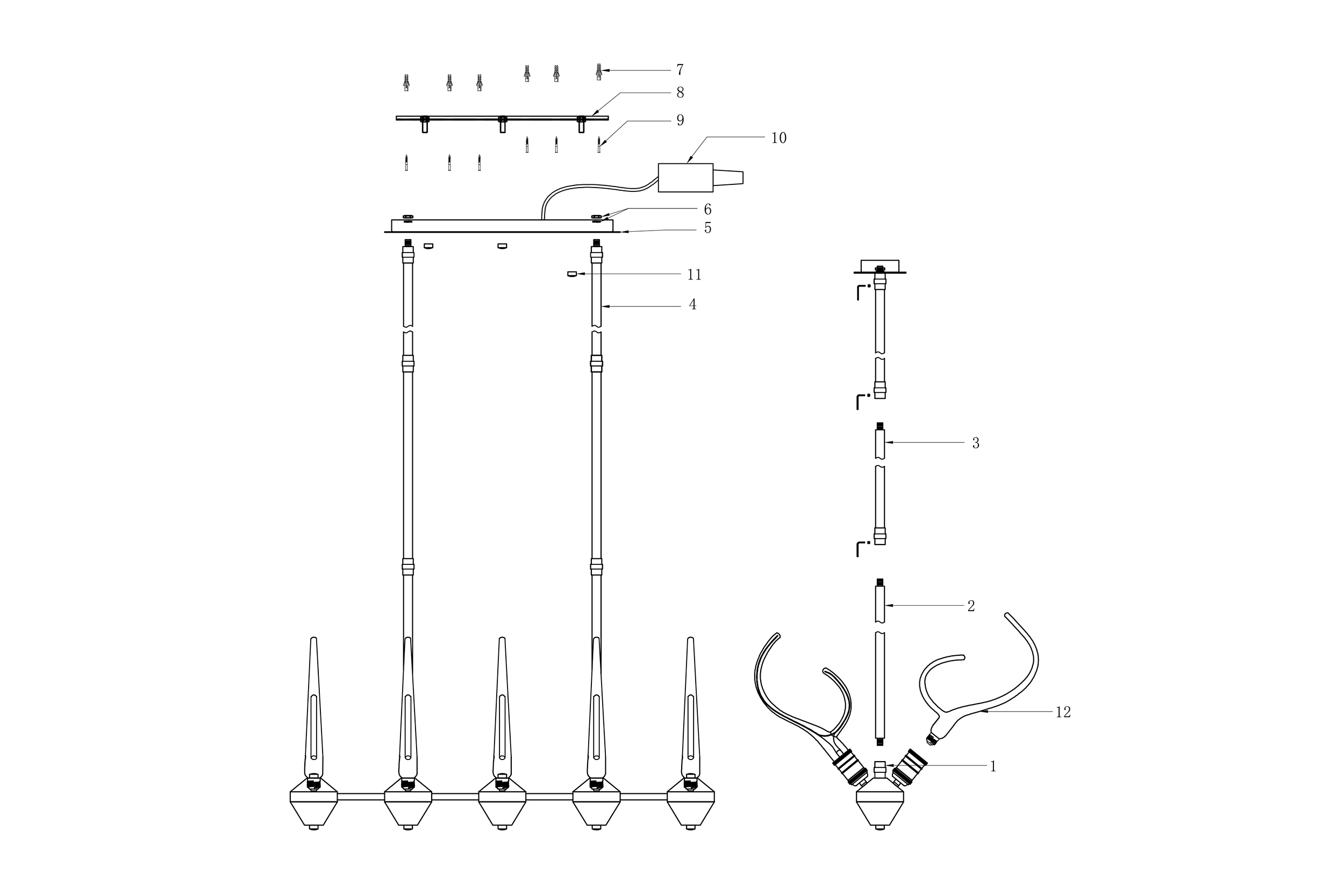 2000983198273 Подвесной светильник длина 90 ELECTRORETRO Foco WD  - Вид №1