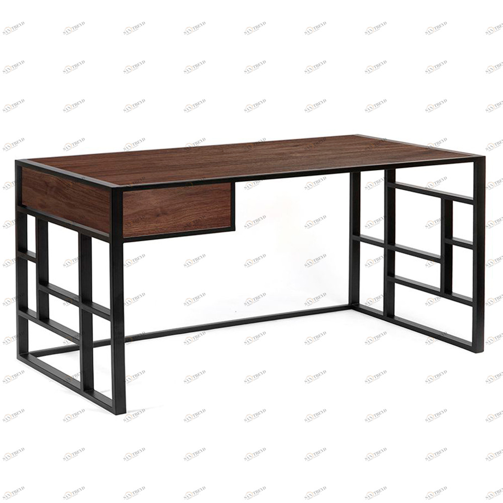 Письменный стол с ящиком деревянный, американский орех Millenium lite 2 black INTELLIGENT DESIGN ПИСЬМЕННЫЕ СТОЛЫ MILLENIUM 260938 Орех;коричневый 