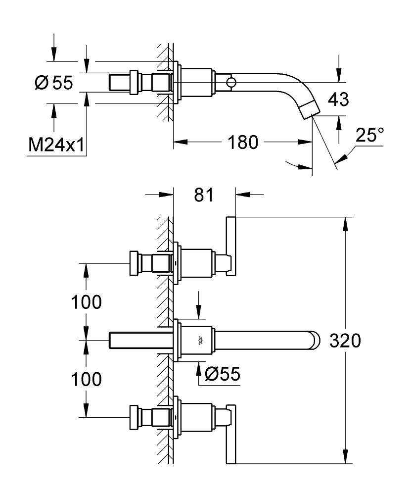 20169000 Внешняя часть смесителя для раковины Grohe Atrio хром - Вид №1