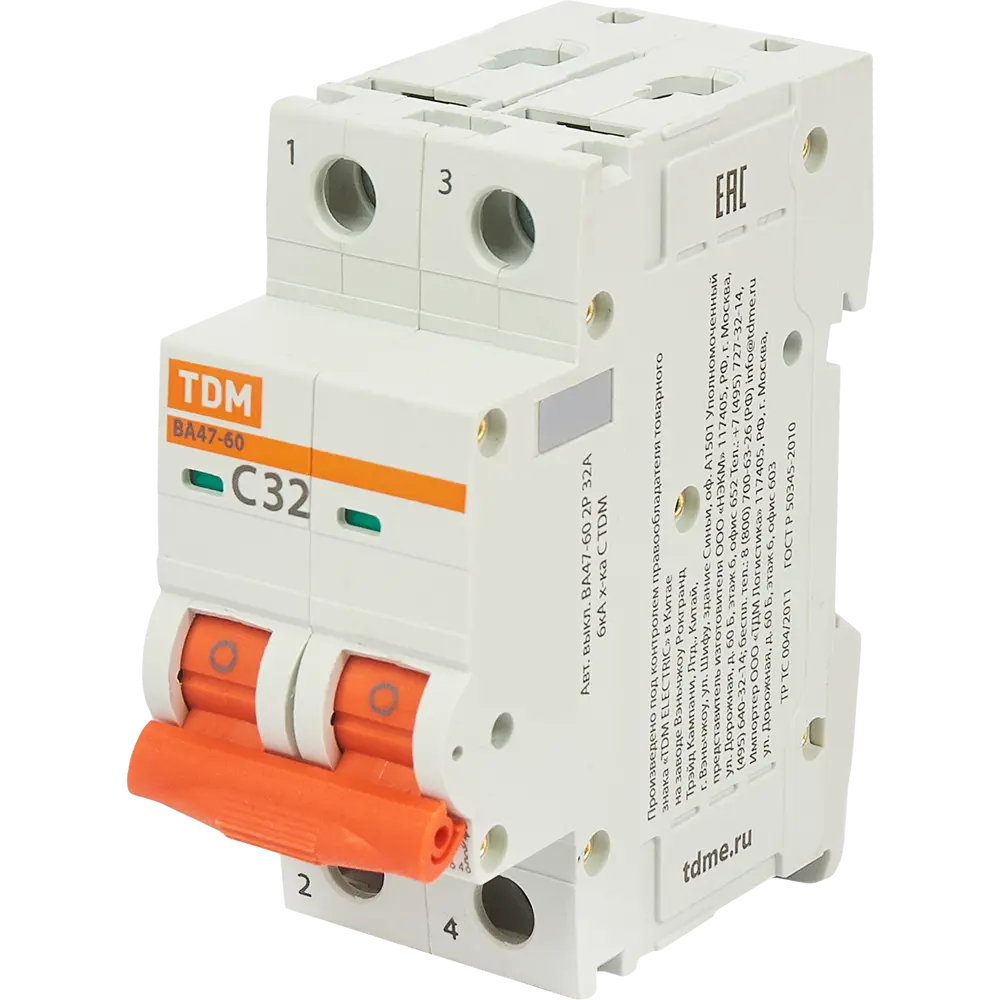 Автоматический выключатель TDM Electric ВА47-60 2P C32 А 6 кА SQ0223-0096 84399512 STLM-2074796 