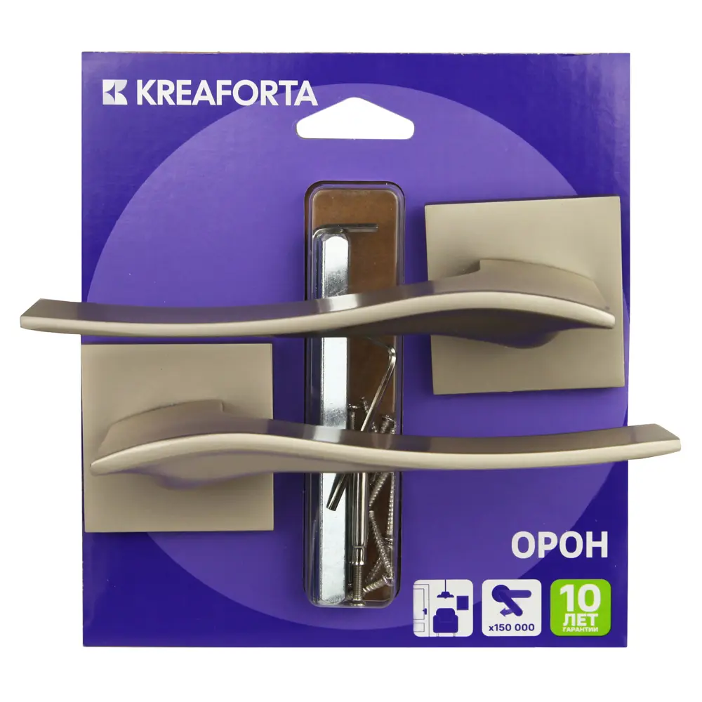 Дверная ручка на розетке KREAFORTA Орон без запирания цвет никель STLM-2091830 - Вид №3