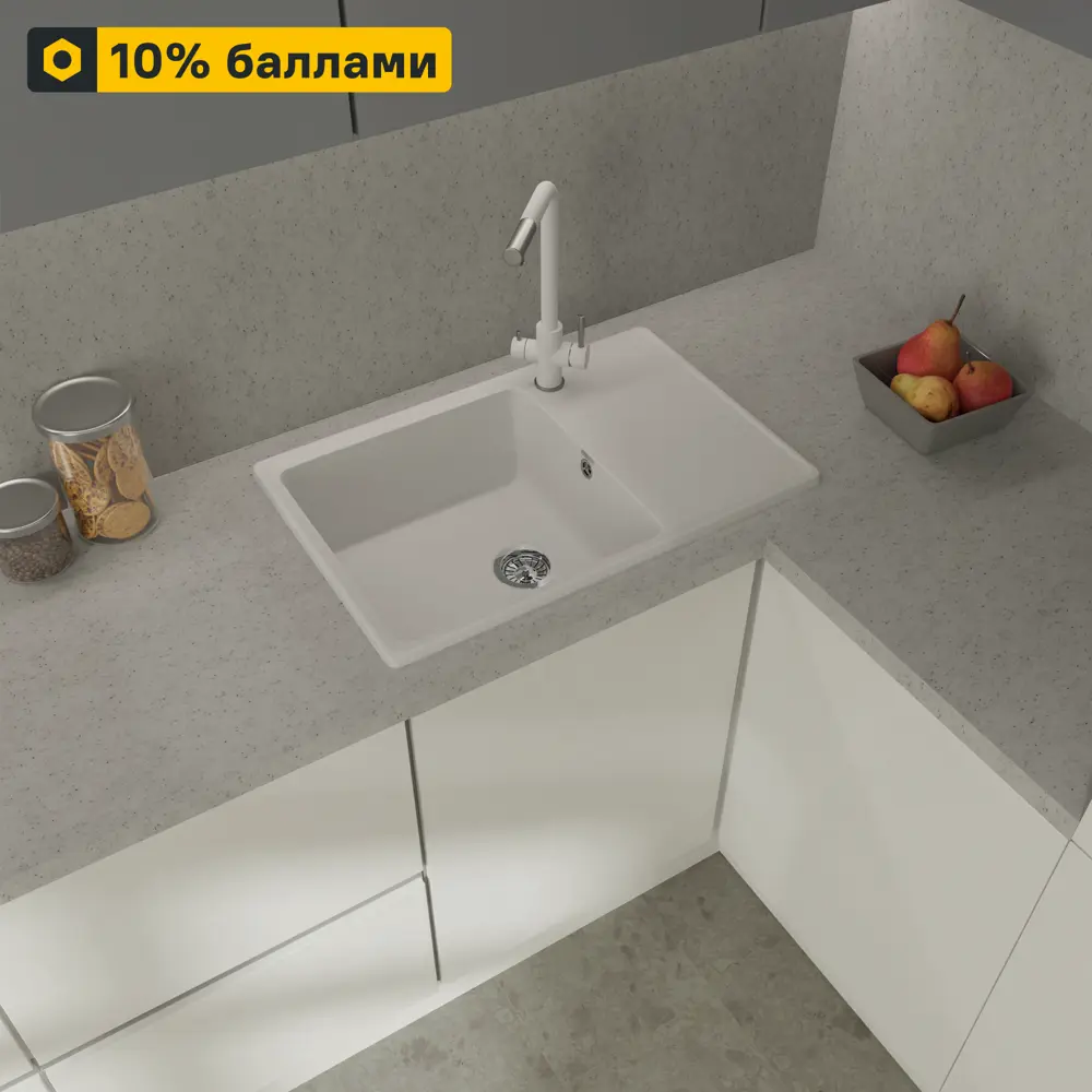 Кухонная мойка DELINIA с крылом 76×50 см из кварцевого композита 87806673
