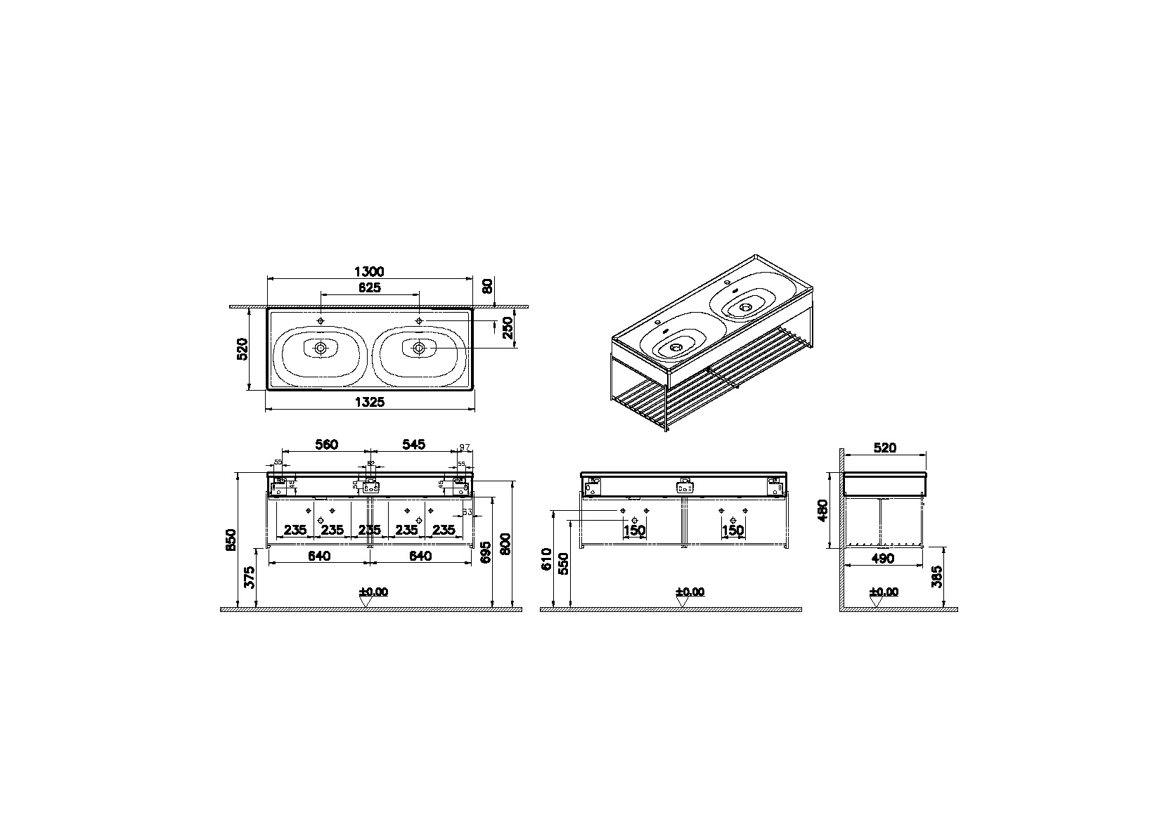 66045 Раковина Vitraglobal Equal - Вид №1