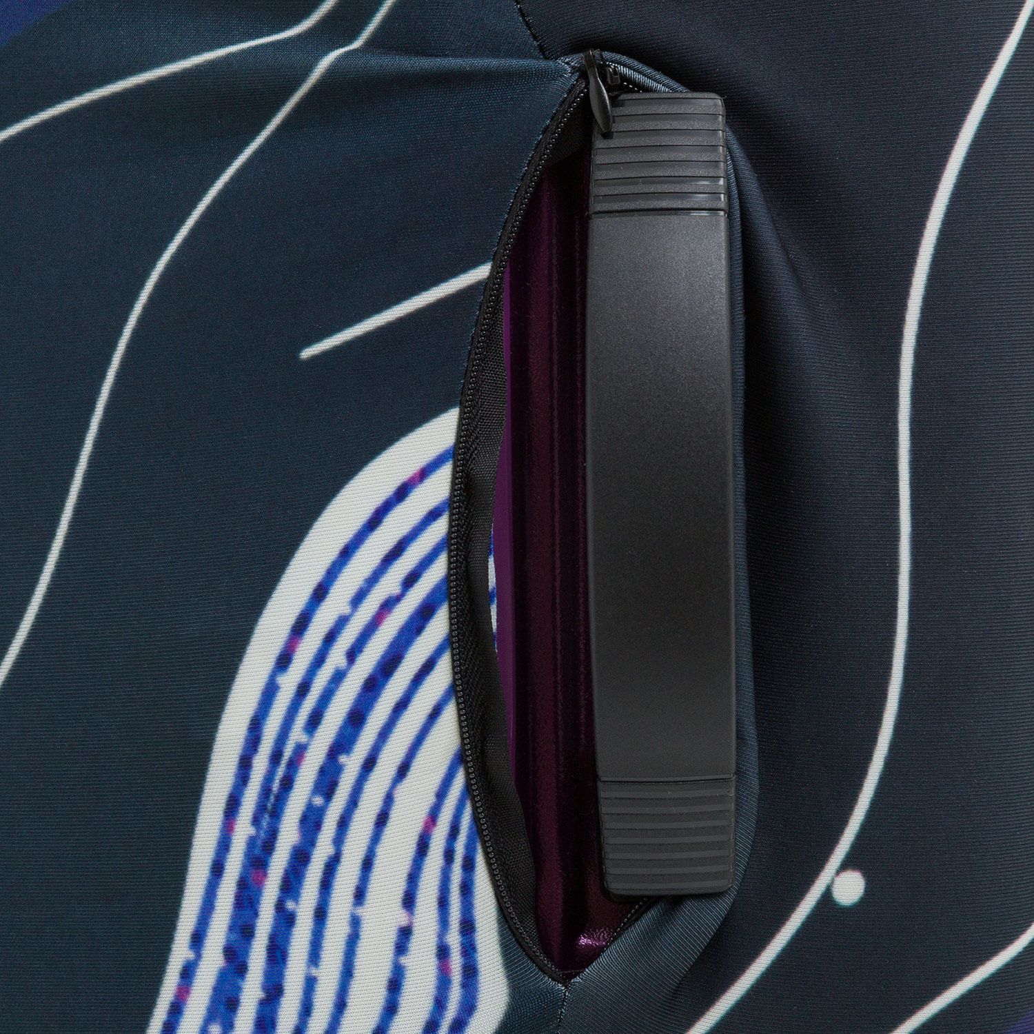 EBHP03-M Чехол для чемодана средний EBHP03 M Diagonal Purple Waves Eberhart  - Вид №2