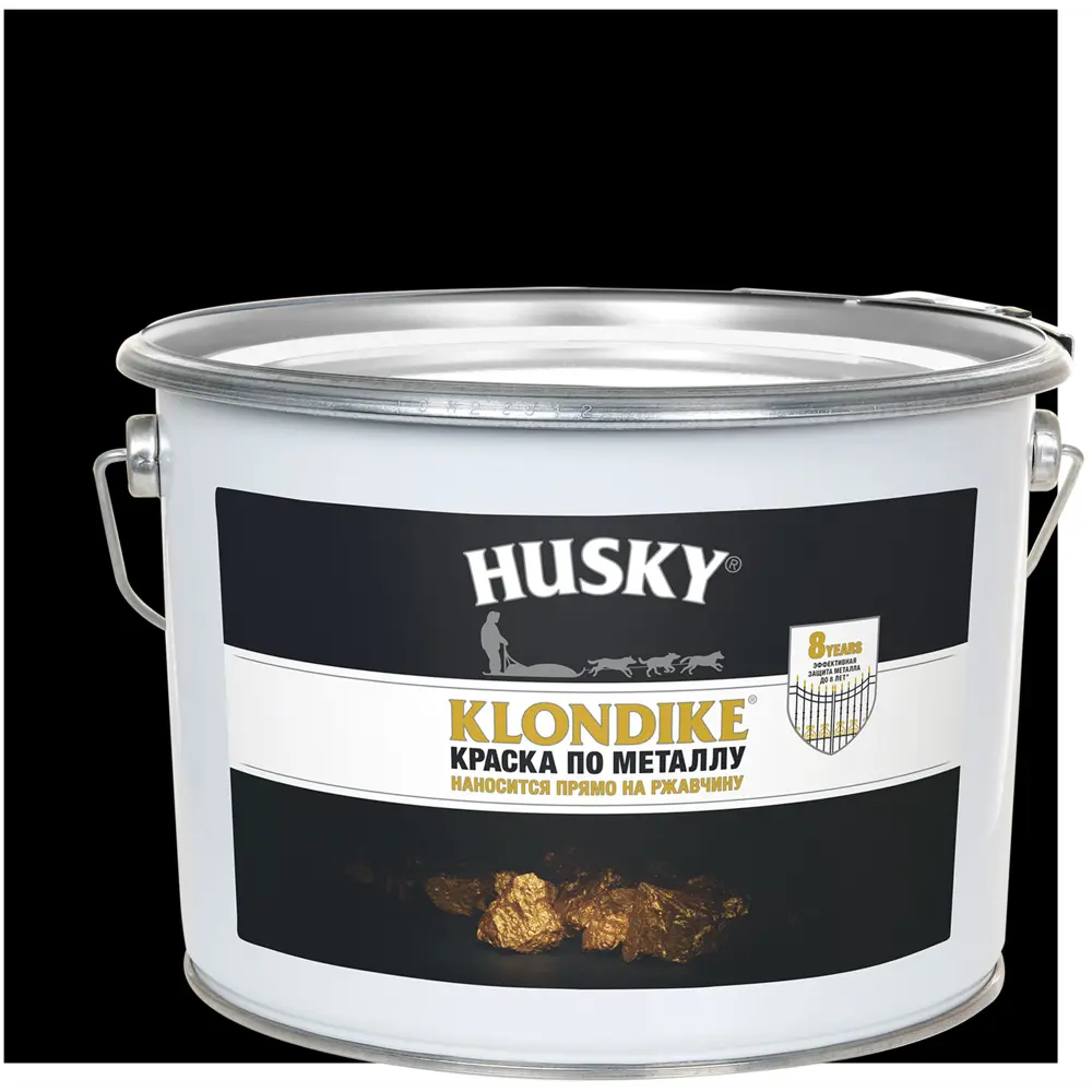 Краска по металлу Husky Klondike цвет черный глянцевый 9 л STLM-2157894