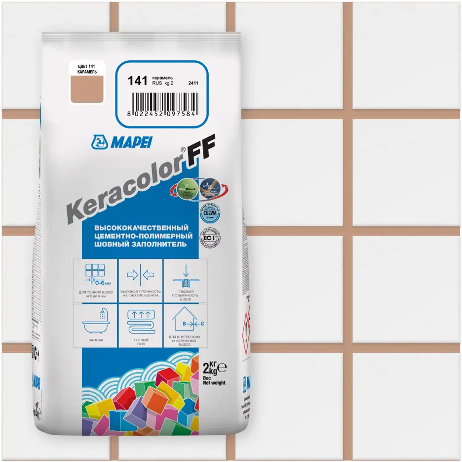 Затирка цементная MAPEI Keracolor FF 141 карамель для плитки и мозаики 81981440