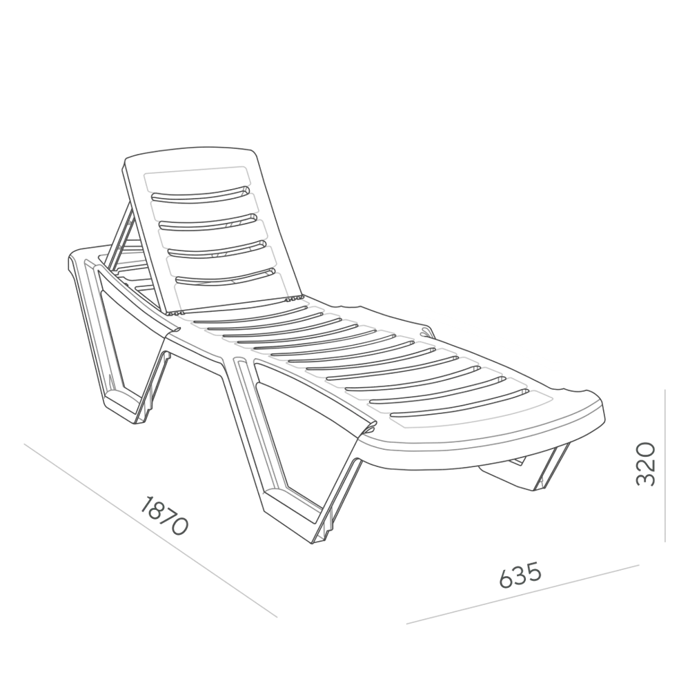 Шезлонг Эластик 186.5x62.5x31.5 см пластик белый Santreyd STLM-2200668 - Вид №7