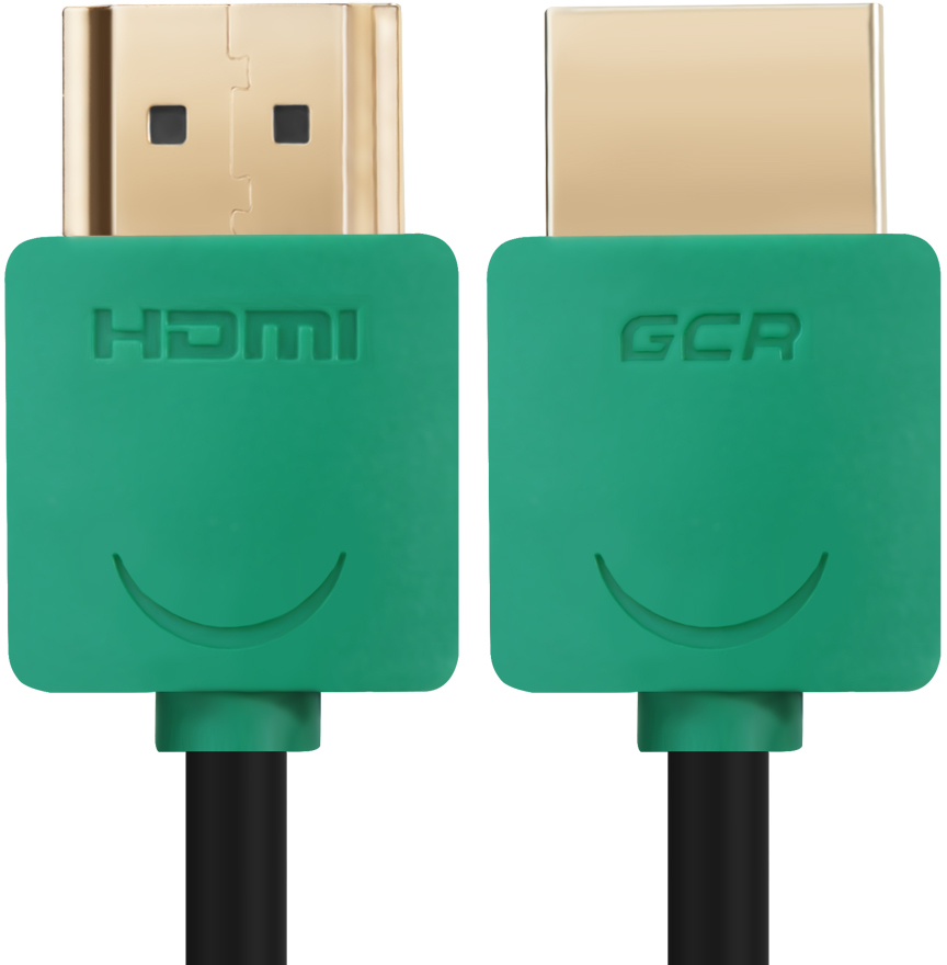 GCR-HM520-1.5m кабель 1.5m hdmi версия 1.4, черный, зеленые коннекторы, slim od3.8mm, 32/32 awg, позолоченные контакты, ethernet 10.2 гбит/с, 3d, 4k, premium , экран Greenconnect Santreyd  - Вид №2