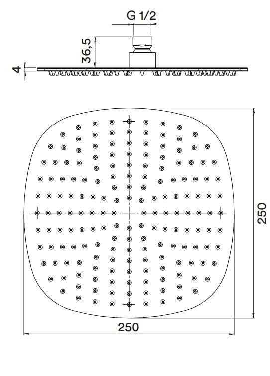 Душевая головка из нержавеющей стали с системой защиты от накипи Quadrodesign супер ARCH-00023697 - Вид №2