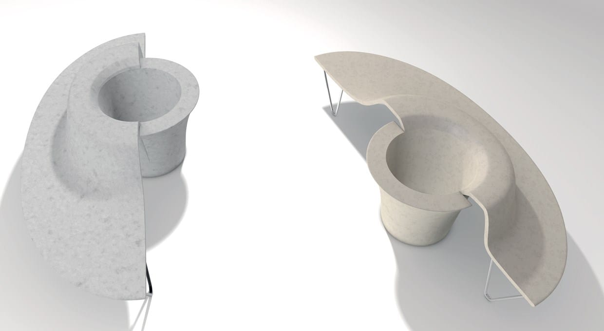 Реконструированная каменная изогнутая скамья со спинкой со встроенной плантатором Viscio Urban Design DUNA ARCH-00070983 - Вид №3