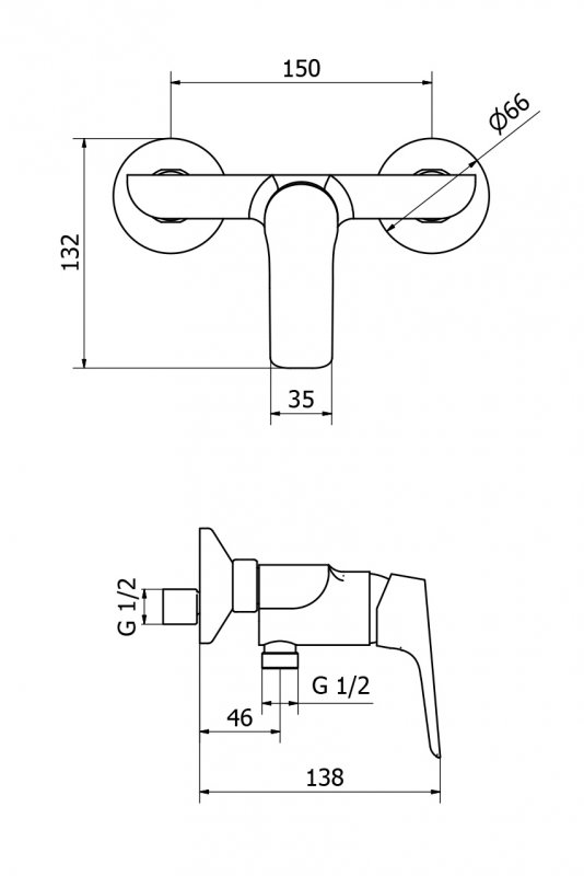 Смеситель для душа однорычажный Cezares BITONE-DM-01  - Вид №1