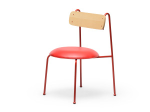 Окрашенный металлический стул со встроенной подушкой из искусственной кожи