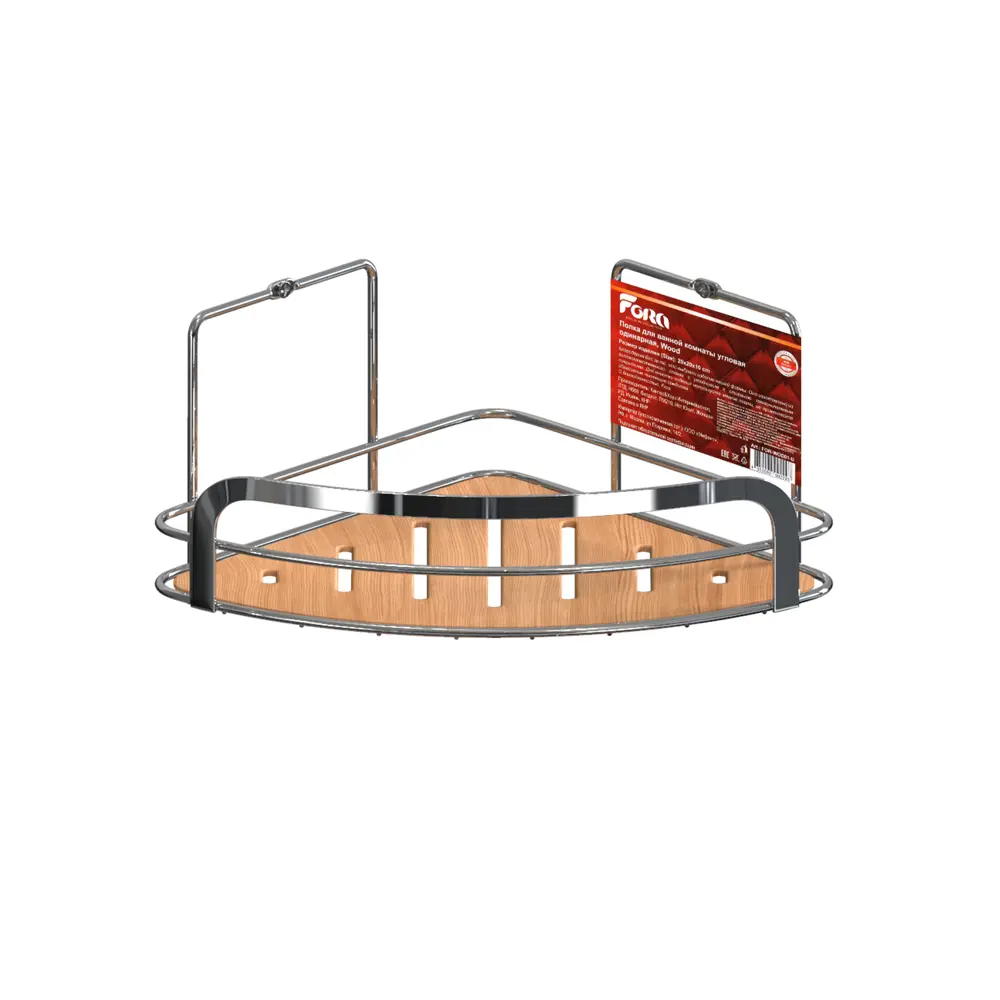Полка для ванной угловая Wood одинарная цвет хром, дерево Santreyd нет STLM-2205990