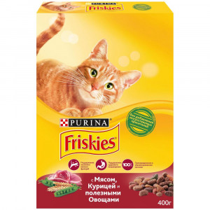 Т00007822 Корм для кошек с мясом, курица, овощи сух. 400 г Friskies