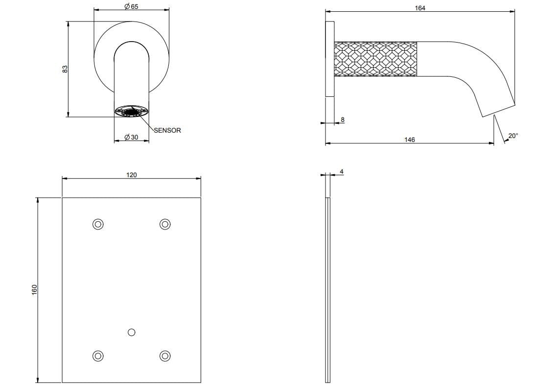 Электронный настенный смеситель для раковины из нержавеющей стали Gessi Messi316 ARCH-00141801 - Вид №2