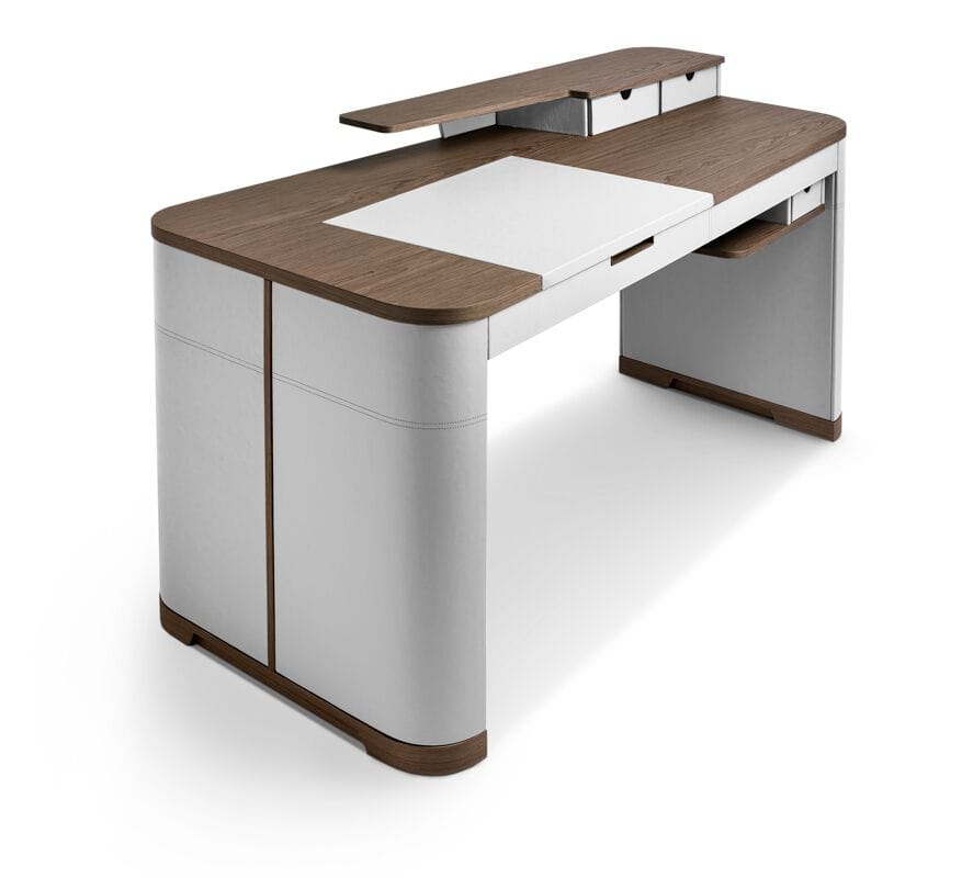 Деревянный и кожаный письменный стол с ящиками i 4 Mariani ARTUR ARCH-00023851 - Вид №1