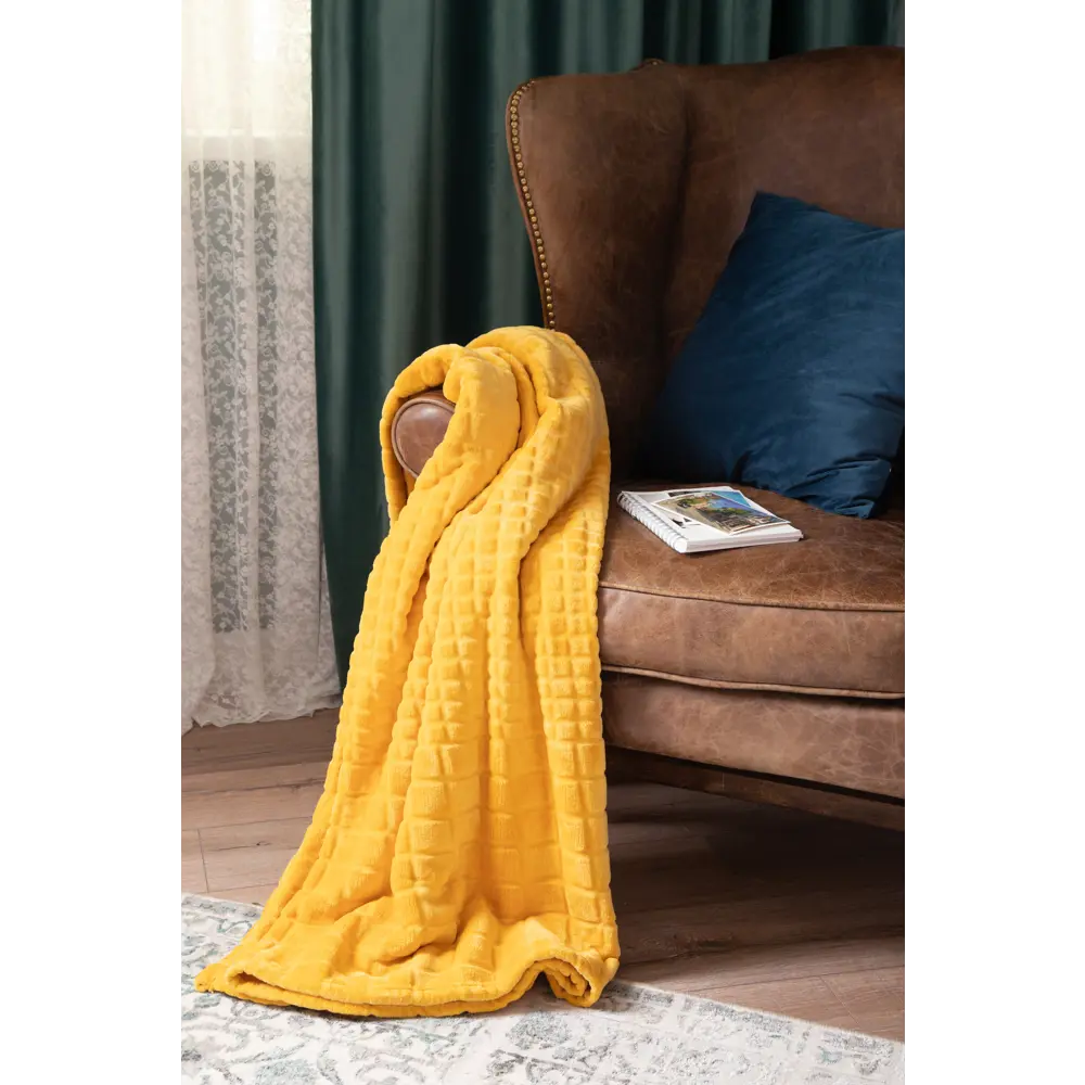 Плед Cuatro 200x220 см цвет жёлтый Santreyd STLM-2049565 - Вид №4