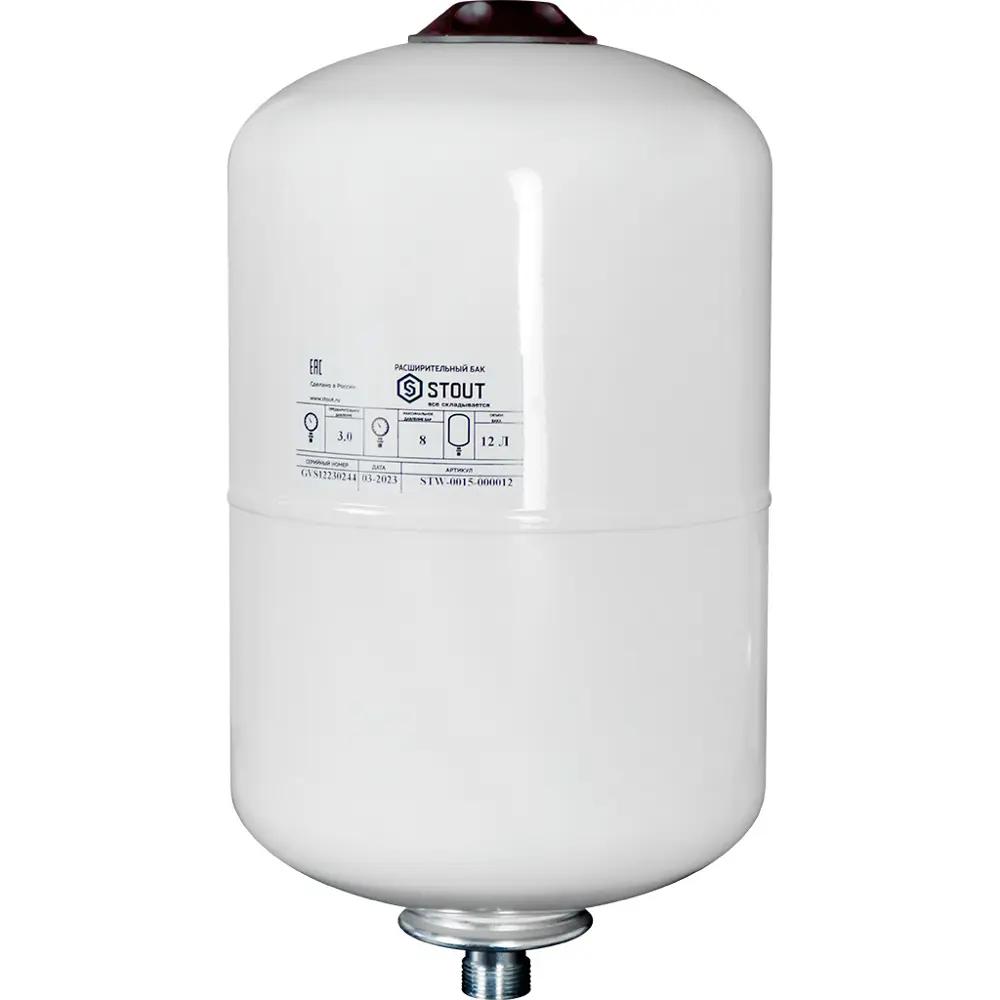 Расширительный бак для ГВС 12 л Stout 3/4" белый STLM-2188112