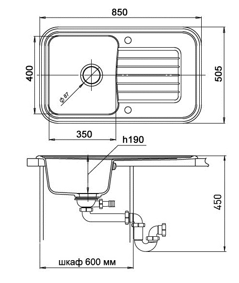 Кухонная мойка Кварц Ewigstein S81 GranFest A-60F-S81 - Вид №1