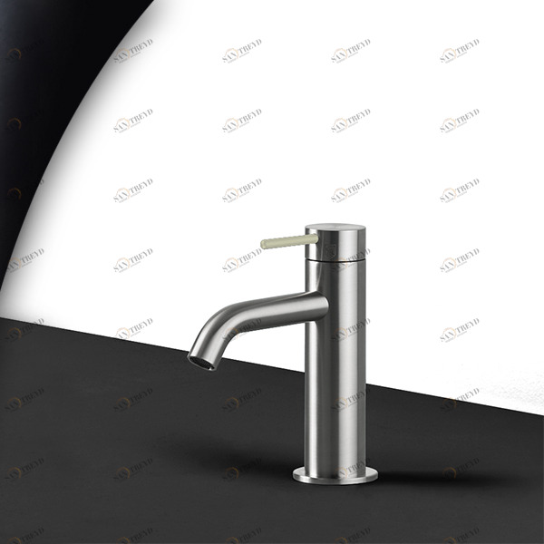 Смеситель для раковины сталь матовая с бежевой ручкой Toki Radomonte TKI1SCIL19