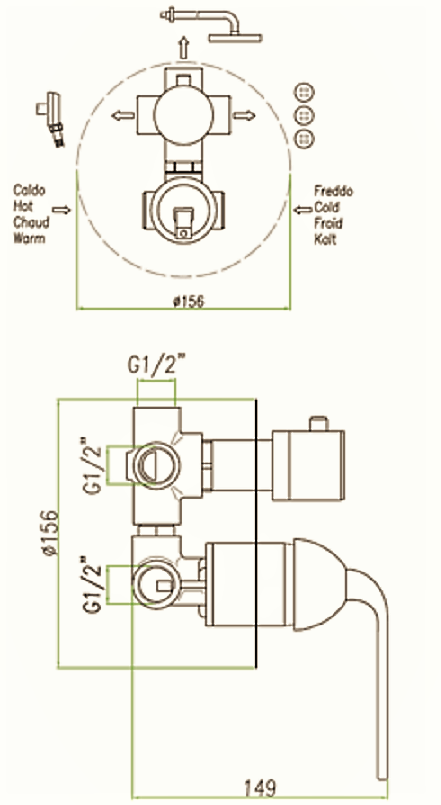 87CR7561 Смеситель для душа , хром Fiore Koko - Вид №2