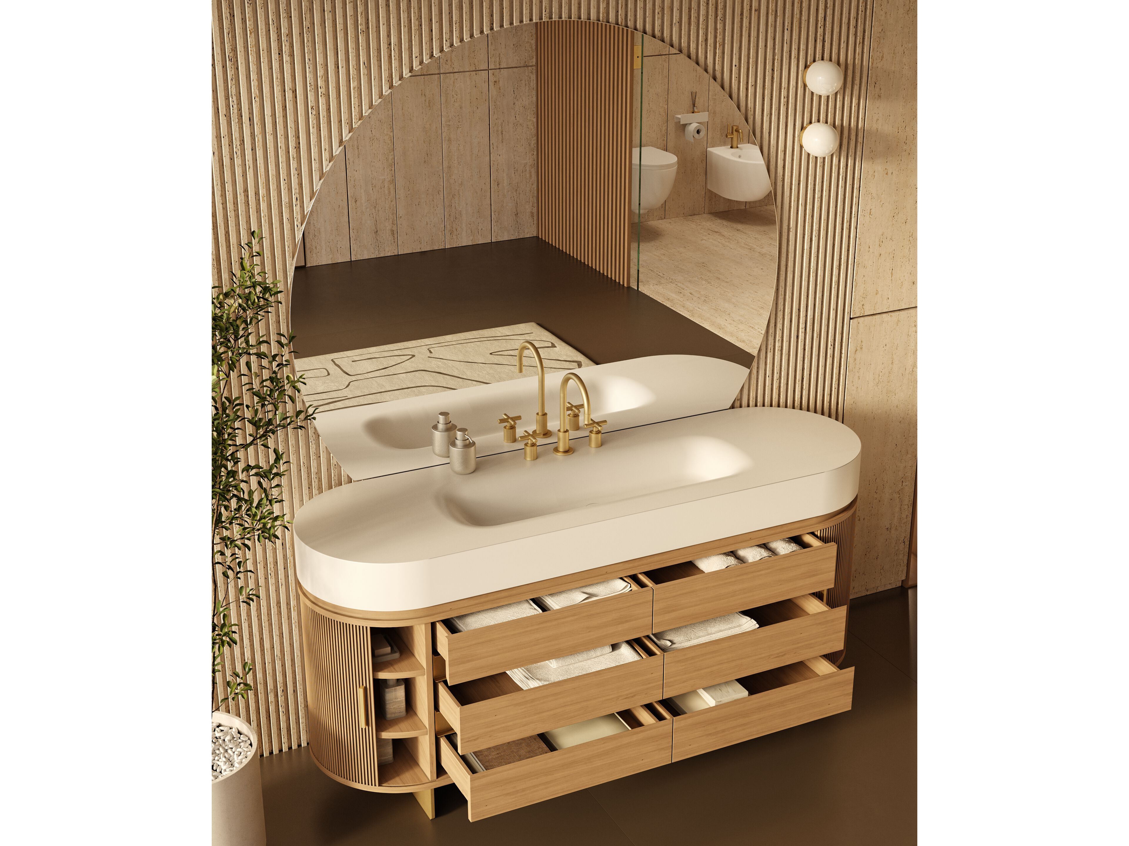 Деревянный напольный шкаф для ванной комнаты MOMA Design Eclectic ARCH-00035466 - Вид №1