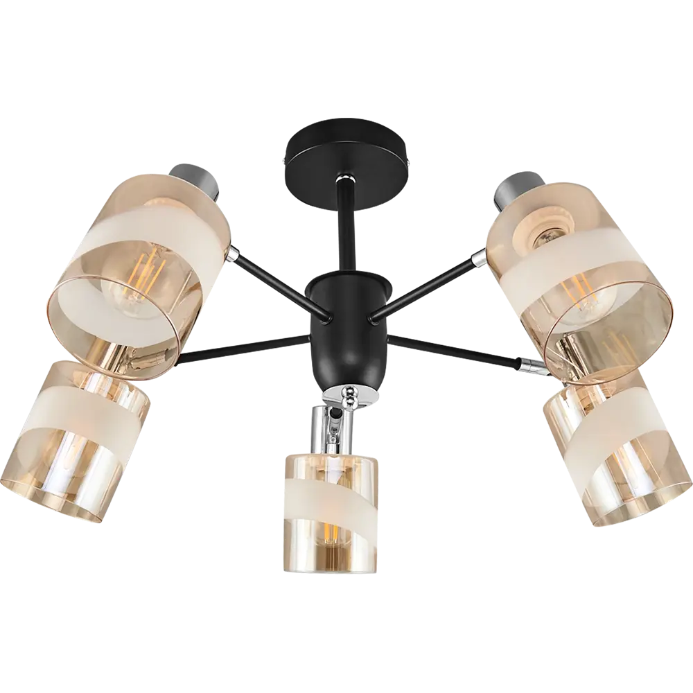Люстра потолочная Jlight Leri 3177/5C, 5 ламп, 15 м², цвет бежевый/черный 84588700 STLM-2082697 