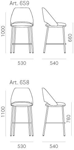 Pedrali Высокий кожаный табурет с подлокотниками со спинкой Vic sun-id-1413759 - Вид №6