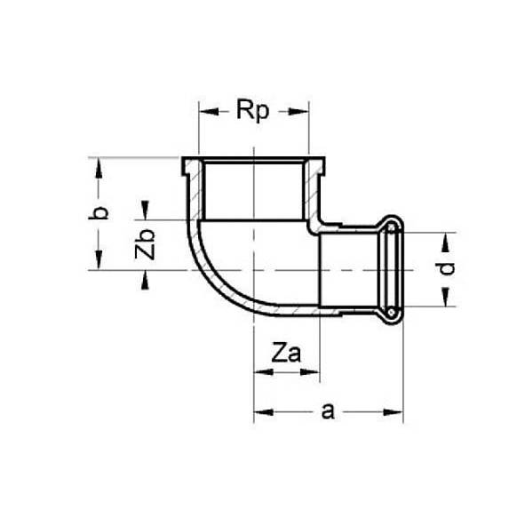 124090G35114 SANHA 24090G SANHA-Therm угловой переход ВПр-ВР 35x11/4 мм  - Вид №1