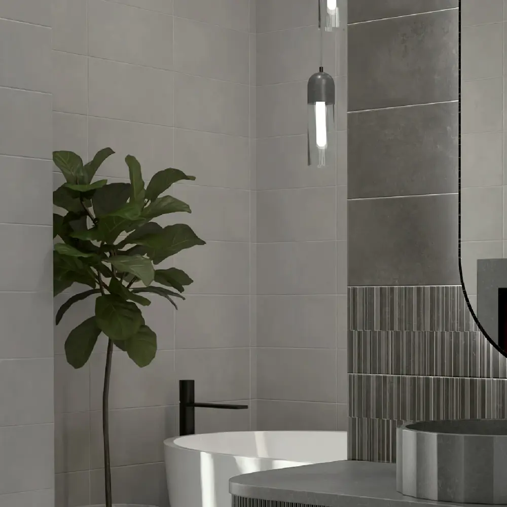 Настенная плитка KREAFORTA Mersey Concrete 20x40 см 1.62 м² матовая цвет графит STLM-2115820