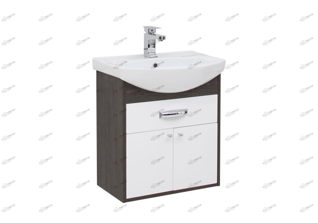 Тумба с раковиной Aquanet Грейс 60 дуб кантербери/белый (1 ящик, 2 дверцы) 0019837400182641
