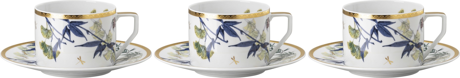 10655603 Rosenthal Набор чашек чайных с блюдцами Rosenthal Турандот 230мл, фарфор, белый, золотой кант, 6шт Фарфор 