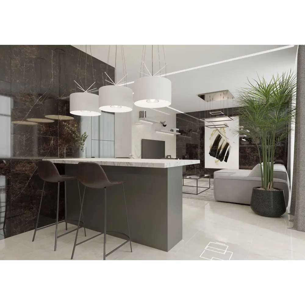 Керамогранит Onlygres Marble MOG401 60x120 см 2.16 м² полированный цвет коричнево-черный Santreyd STLM-2101378 - Вид №6