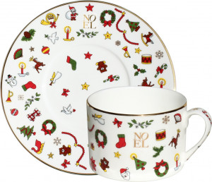 10668239 Taitu Чашка чайная с блюдцем Taitu "Новый год" 230мл, 17см Фарфор
