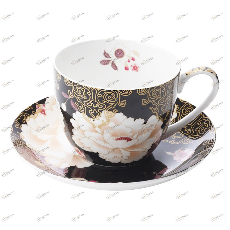 Чашка фарфоровая с блюдцем черная в подарочной упаковке "Кимоно" MAXWELL & WILLIAMS КИМОНО 00-3946845 Черный 