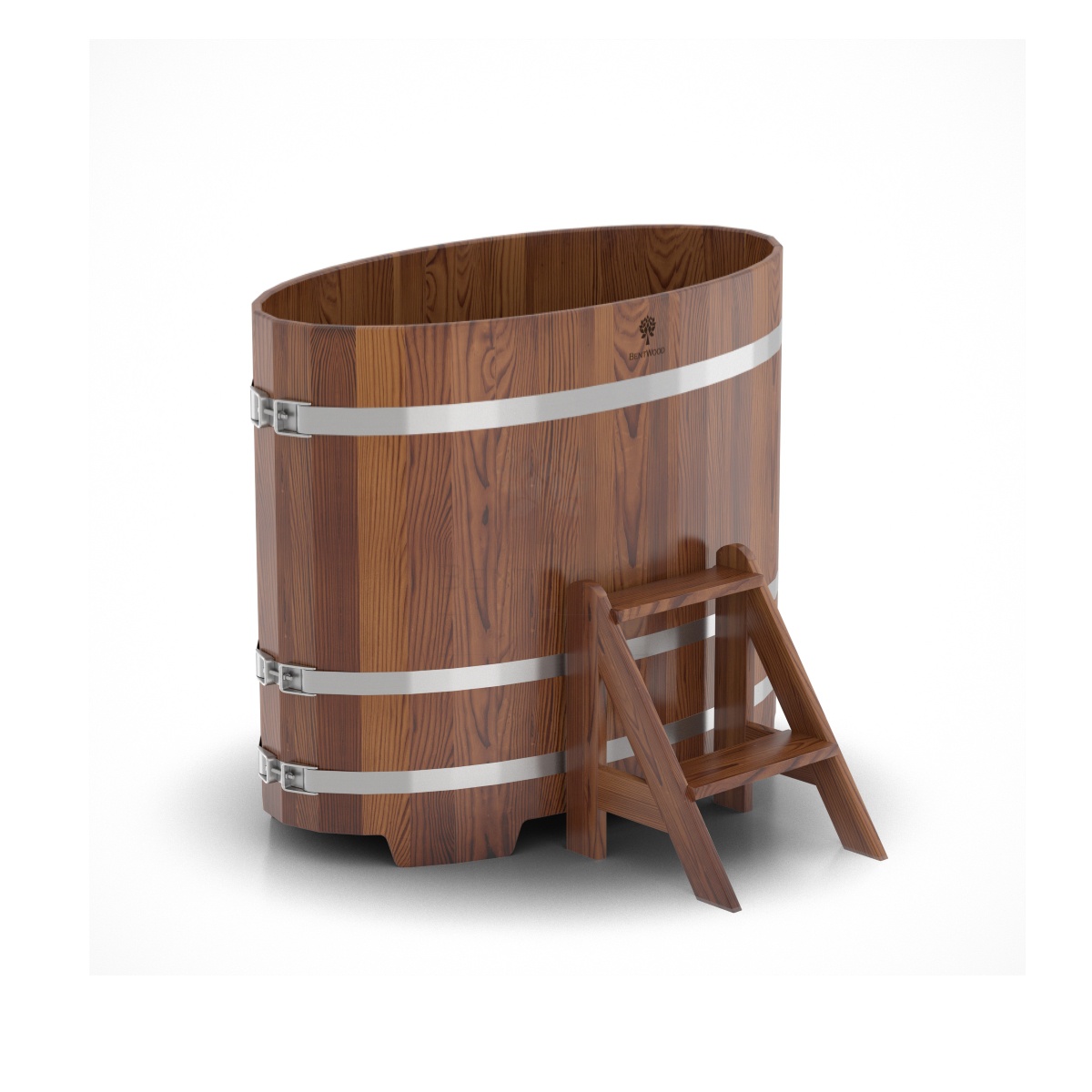 1130 Купель овальная из лиственницы 0,59х1,06х1,10 морёная премиум Alyarus 