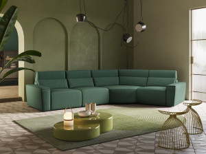 Угловой диван с откидной спинкой из ткани