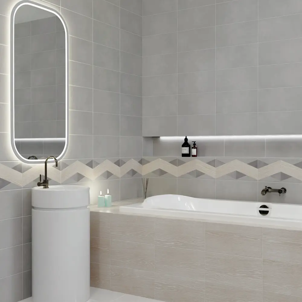 Плитка настенная Mersey CN A0554H24101 20x40 см 1.6 м² матовая цвет серый Santreyd STLM-2205627
