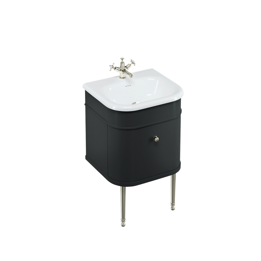 Burlington Chalfont Chalfont 550mm Одинарный выдвижной ящик - матовый черный с золотыми ногами CH55MB-CHLEGGOLD  - Вид №3