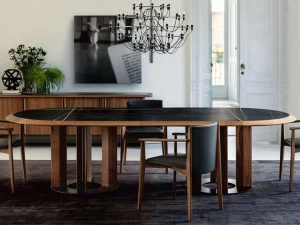 Porada Овальный стол из орехового дерева с мраморной вставкой Eighteen