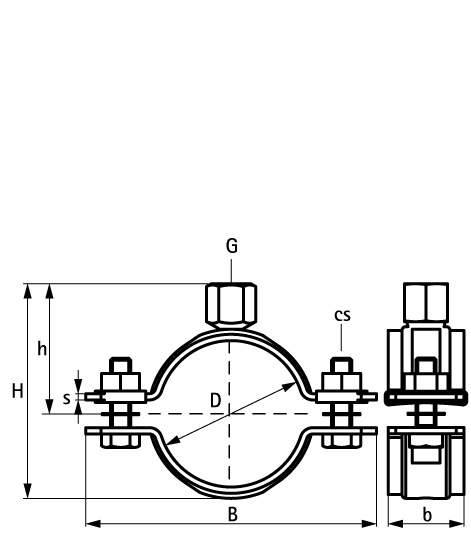 33078436 BIS Хомуты для высоких нагрузок без вкладыша HD500 (1/2″) (BUP1000) для стальных труб walraven  - Вид №1